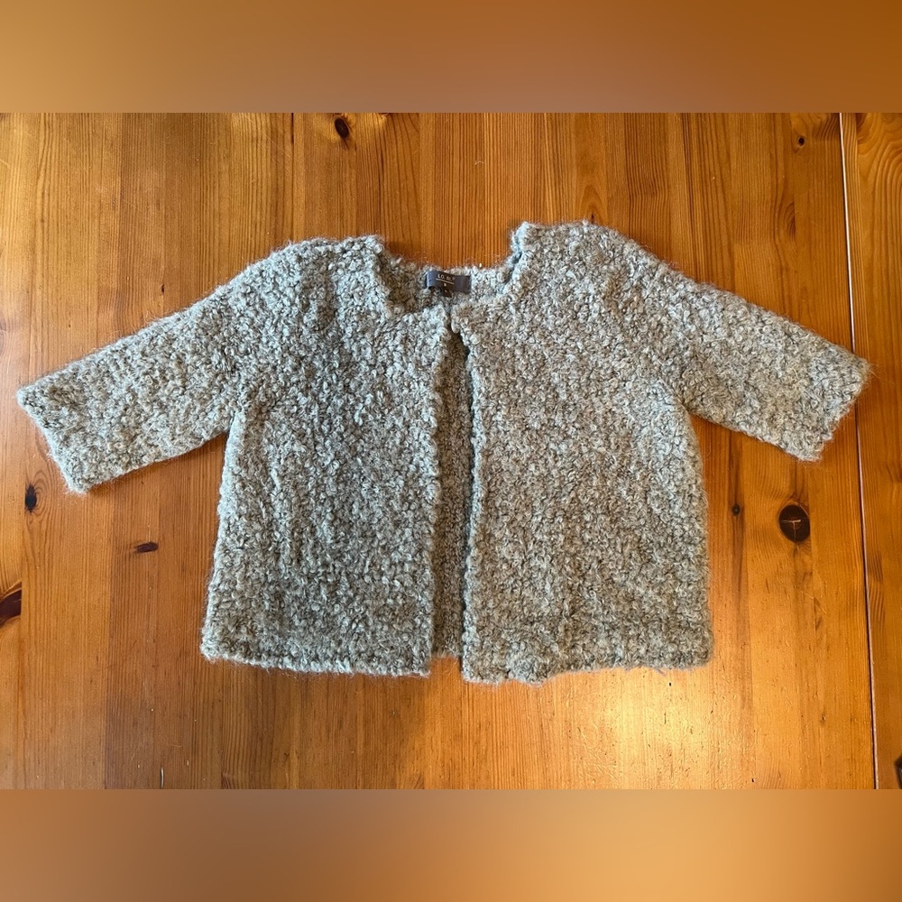 LO. RI. Gorgeous Bouclé cropped half sleeve taupe cardigan Size S